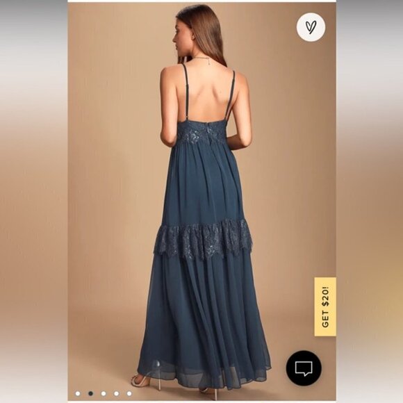Lulus Dream About‎ Me Navy Blue Lace Maxi Dress Small - Picture 4 of 9